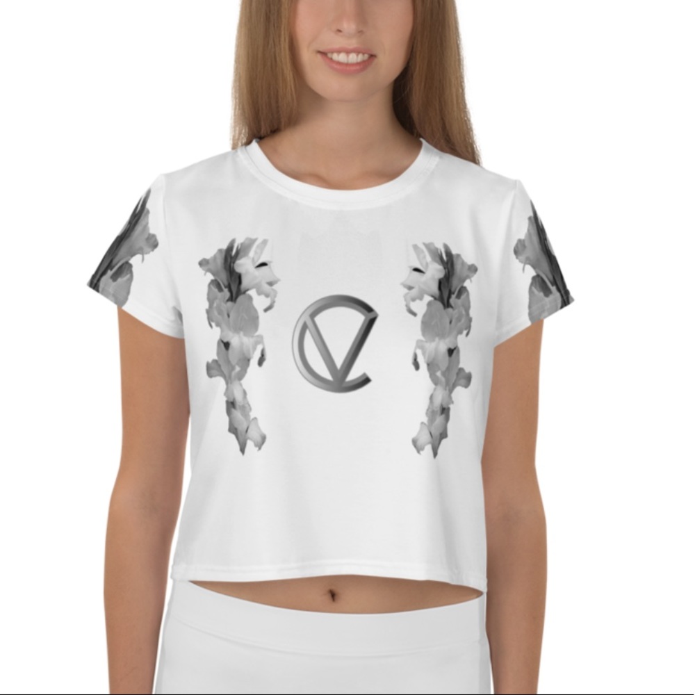 Ventcrifashion Festy White Iris Crop Top Shirt